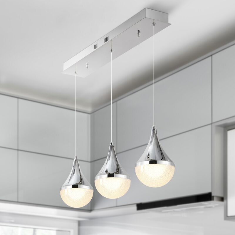 Elyse Teardrop Modern Mid Century Iron/Acrylic Integrated Linear LED Pendant