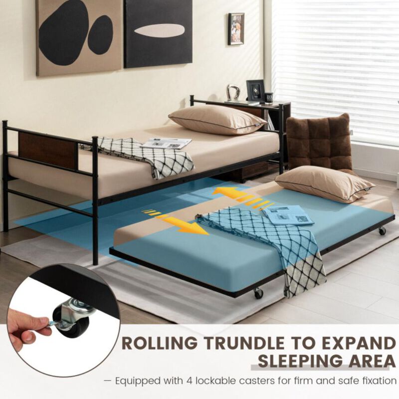 Hivvago Twin Size 2-In-1 Daybed Frame with Pullout Trundle