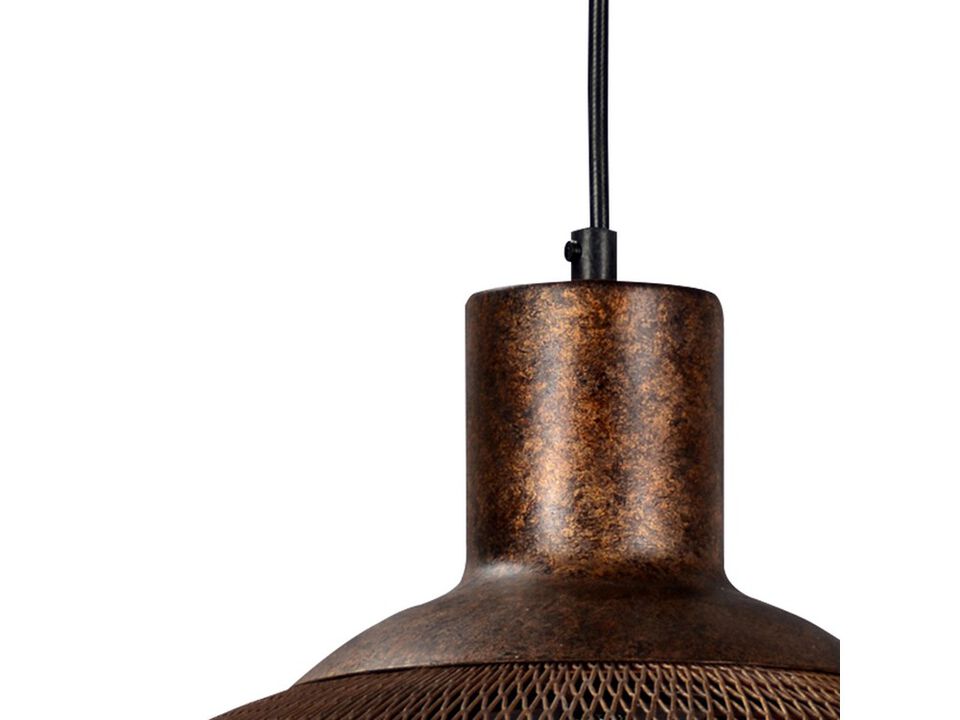 Dual Layer Mesh Design Metal Frame Chandelier, Large, Rustic Bronze-Benzara