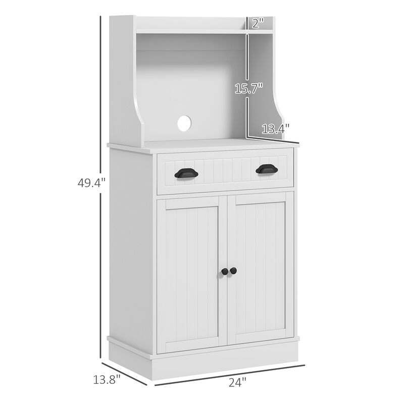 HOMCOM Microwave Cabinet with Drawer Cabinet and Adjustable Shelf White