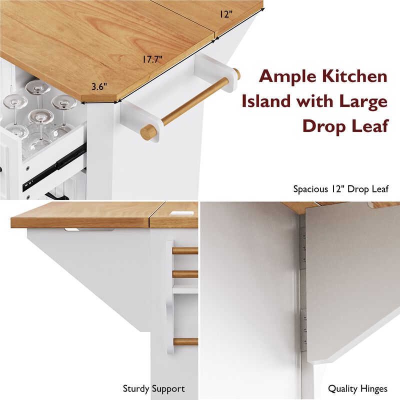 Merax Rolling Kitchen Island  Cart with Power Outlet