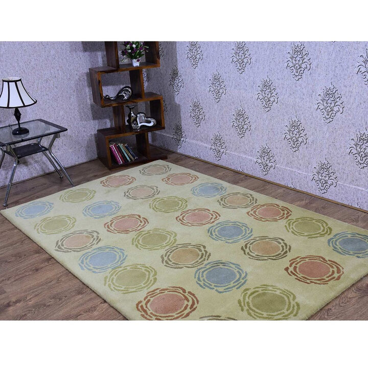 RUGSOTIC CARPETS HAND TUFTED WOOL ECO-FRIENDLY AREA RUGS  - 5'x7'6'', Rectangle Shape, Multicolor, Contemporary Modern Design, High Pile Handmade Area Rugs for Living Room, Bed Room (K03123)