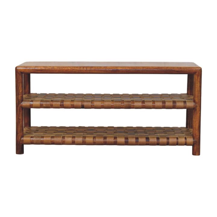 Artisan Furniture Solid Wood Regency Woven Chestnut 2 slot Shoe Rack