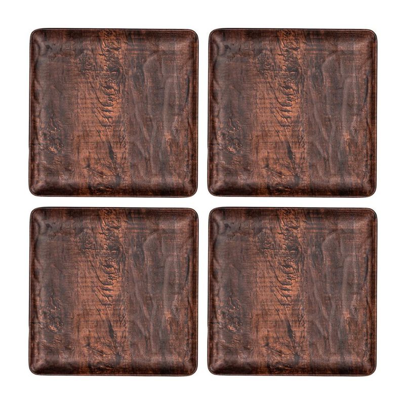 Turgla Composite 8.75" x 8.75" Square Brown Composite Plate (Set of 4)