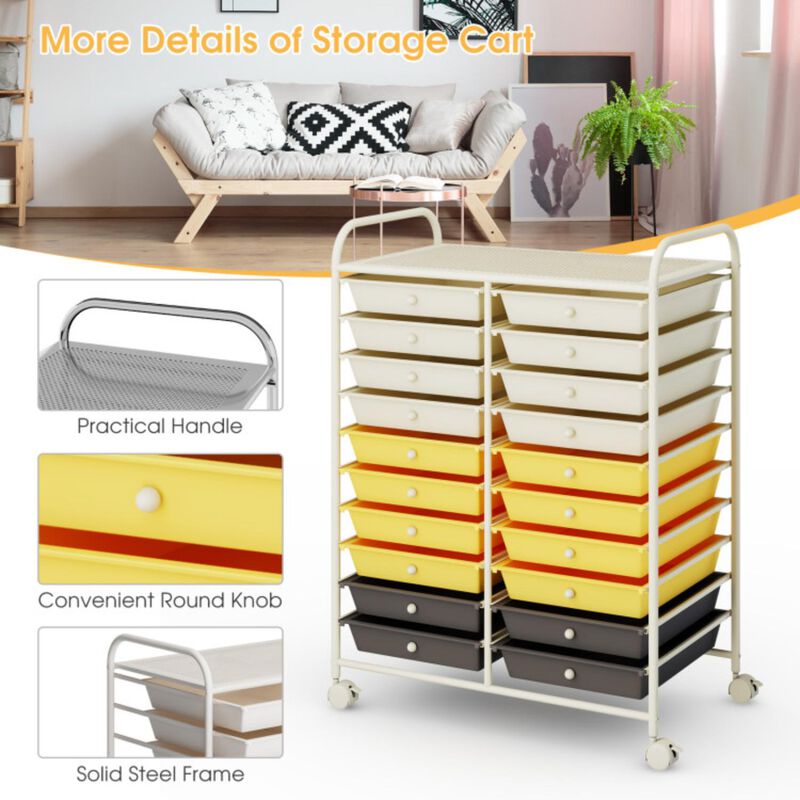 Hivvago 20 Drawers Rolling Storage Cart Studio Organizer