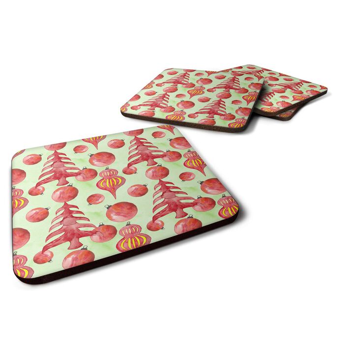 Caroline's Treasures Red Christmas Tree and Ornaments Decorative coasters, 3.5, Multicolor