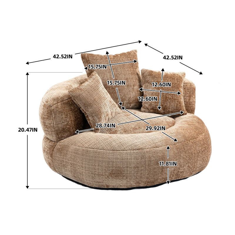 Merax Single Gaming Sofa Bean Bag Chenille Chair Couch with 3 Pillows