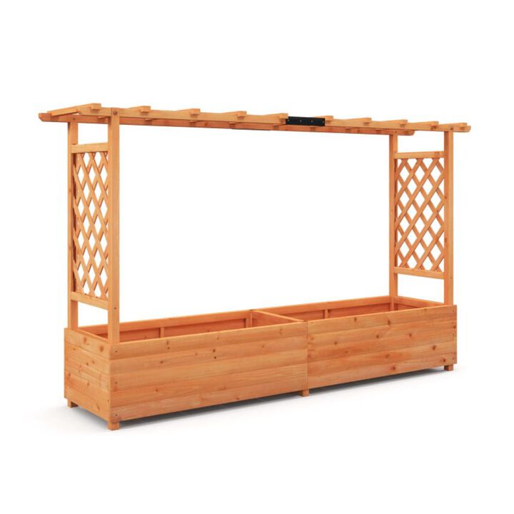 Hivvago Raised Garden Bed with Side Trellis Hanging Roof and Planter Box