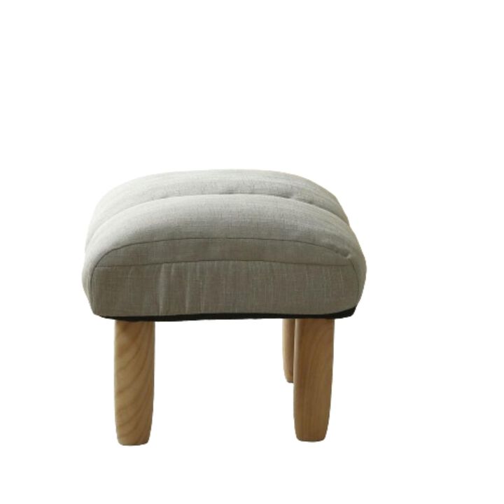 Hivvago Modern Contemporary Linen Ottoman Foot Stool with Wooden Finish