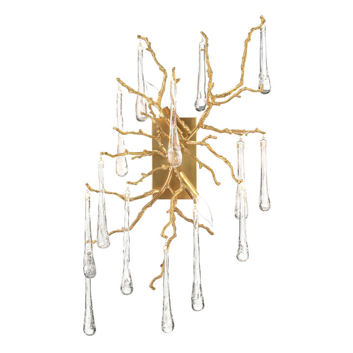 Brass And Glass Teardrop Two-Light Wall Sconce