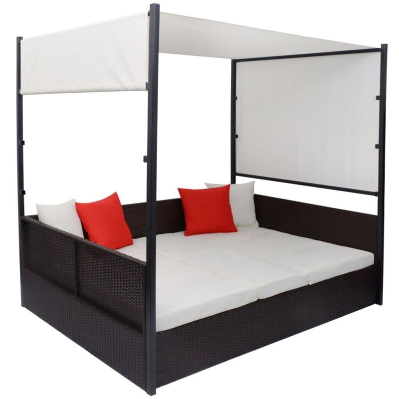 vidaXL Garden Bed with Canopy Brown 74.8"x51.2" Poly Rattan