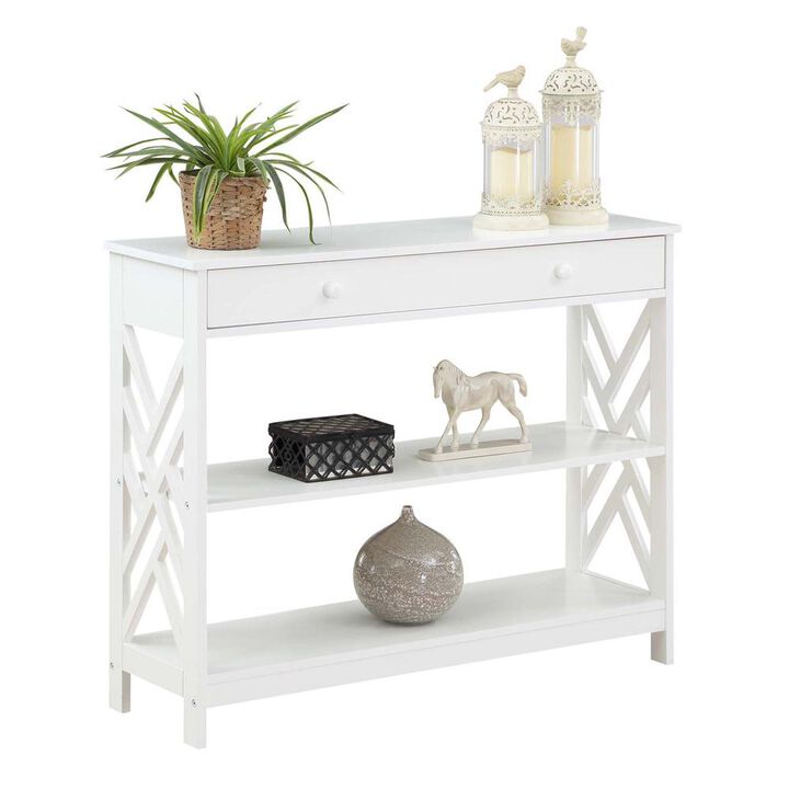 Convenience Concepts Titan 1 Drawer Console Table with Shelves, White