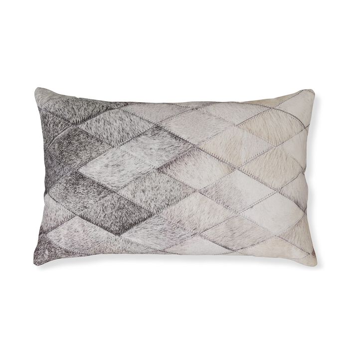Lumbar Throw Pillow Set of 4, 14 x 22 Diamond Pattern, Gray and White Blend -