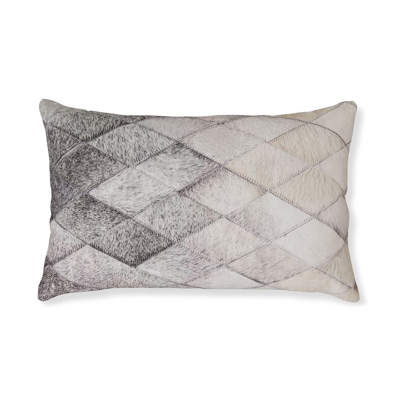 Lumbar Throw Pillow Set of 4, 14 x 22 Diamond Pattern, Gray and White Blend -
