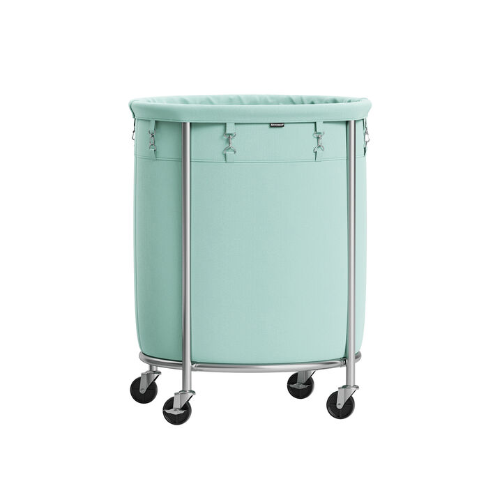 Laundry Basket with Wheels and Removable Bag, Steel Frame, 4 Casters and 2 Brakes