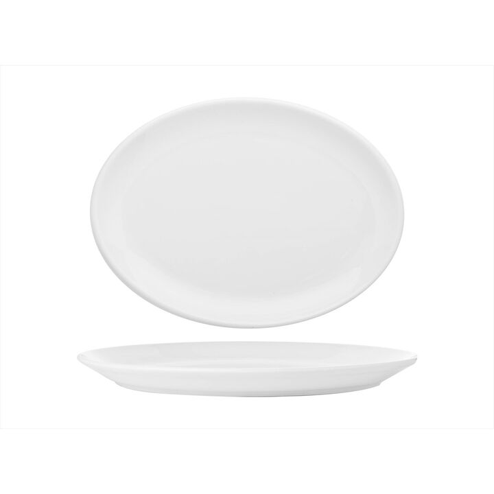 Porcelain Delta-Coupe 6.5" x 4.25" x h:1.25" Oval White Porcelain Platter (Set of 2)