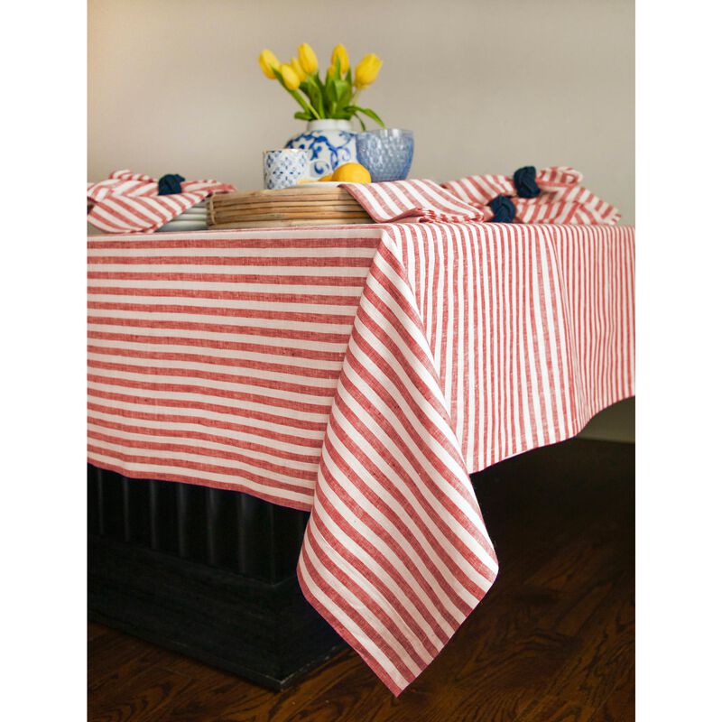 Solino Home 100% Pure Linen Tablecloth | Amalfi Stripe