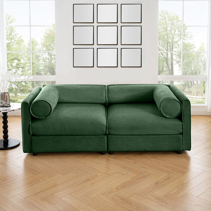 Merax Chenille 2-Seater Sofa with Storage Seat