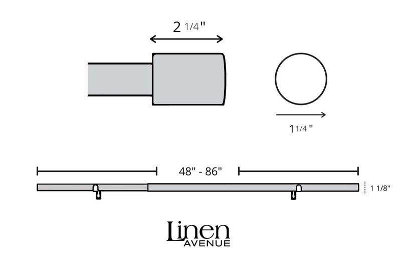 Linen Avenue Wood Cylinder Single Window Curtain Rod Set