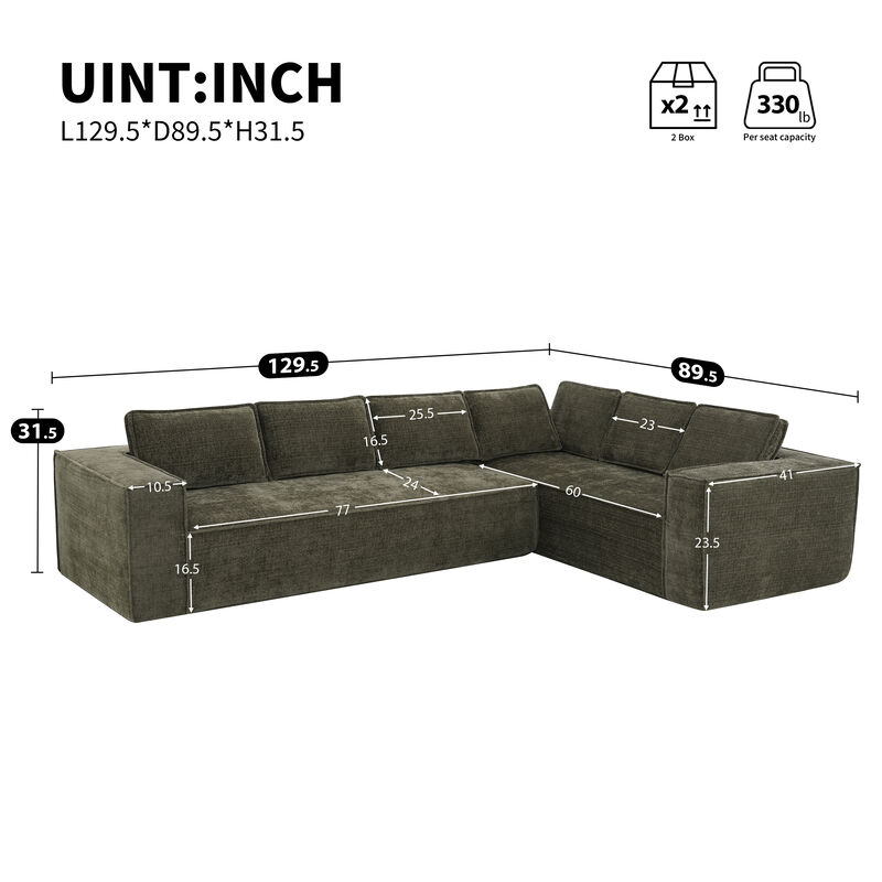 Merax Modern L-Shaped Cloud Sofa Set for Living Room
