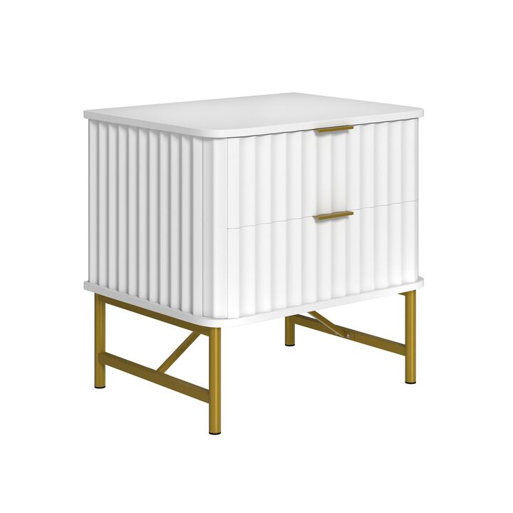 2-Drawer Nightstand with Metal Base