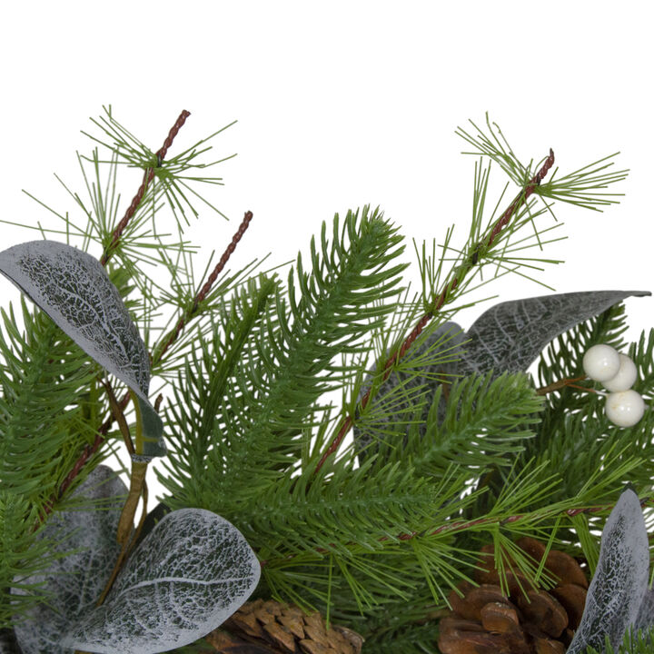 Mixed Pine  White Berries and Pinecones Artificial Christmas Wreath - 22-Inch  Unlit