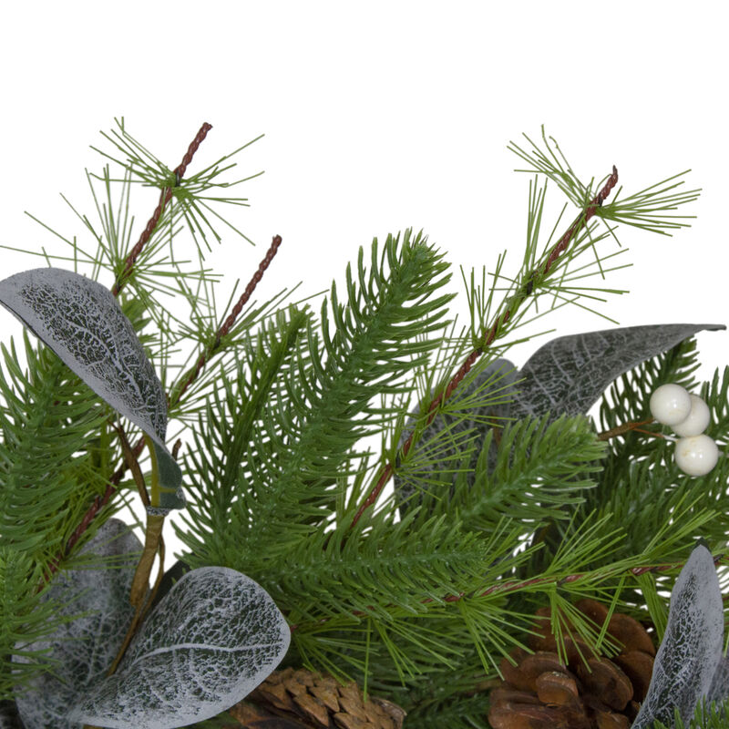Mixed Pine  White Berries and Pinecones Artificial Christmas Wreath - 22-Inch  Unlit