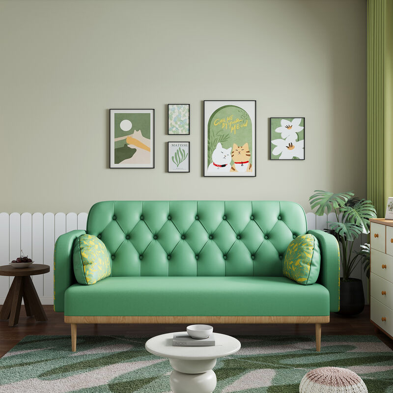 Merax Modern Upholstered Two-Seater PU Sofa