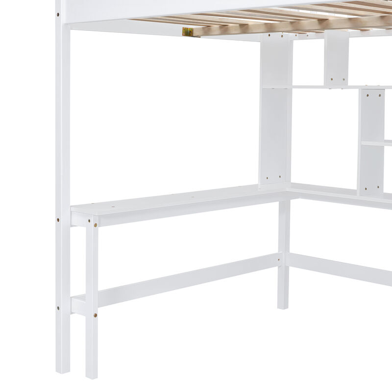 Merax Loft Bed with Desk and Wardrobe