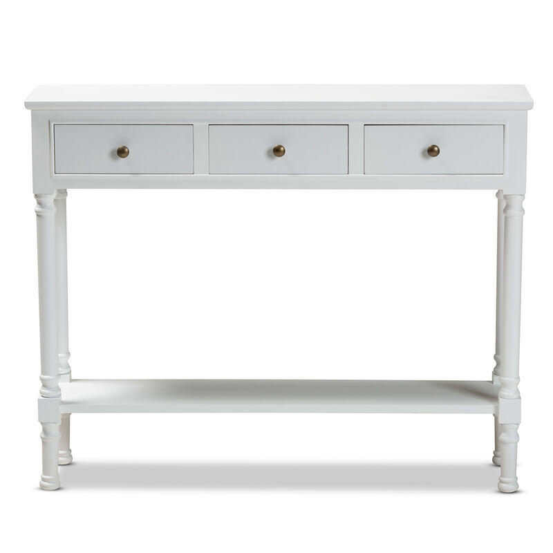 Baxton Studio Calvin Farmhouse White Finished Wood 3 Drawer Entryway Console Table