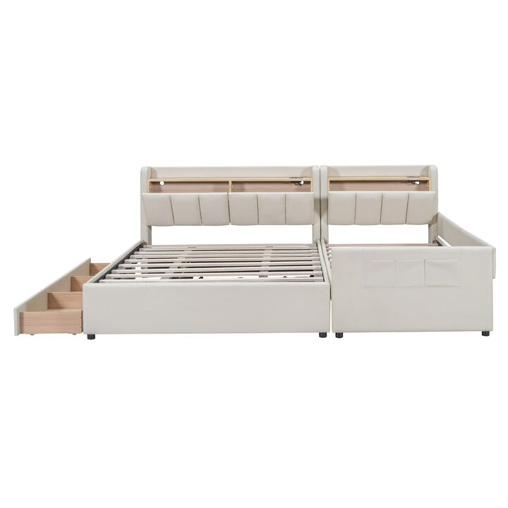 Merax Two in One Upholstered Platform Bed with Storage