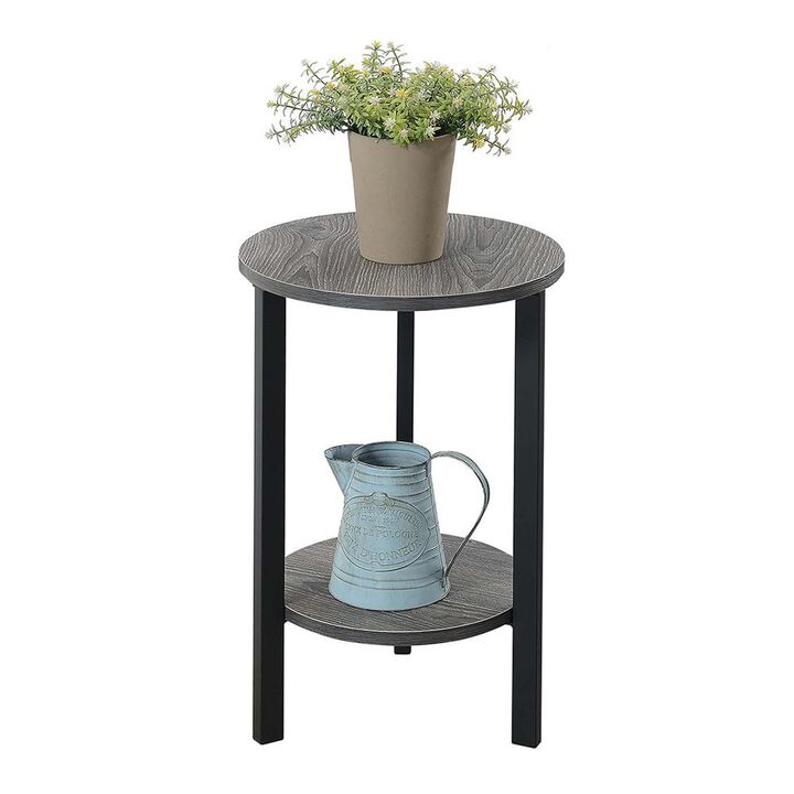 Convenience Concepts Graystone 24 inch 2 Tier Plant Stand, Weathered Gray/Black