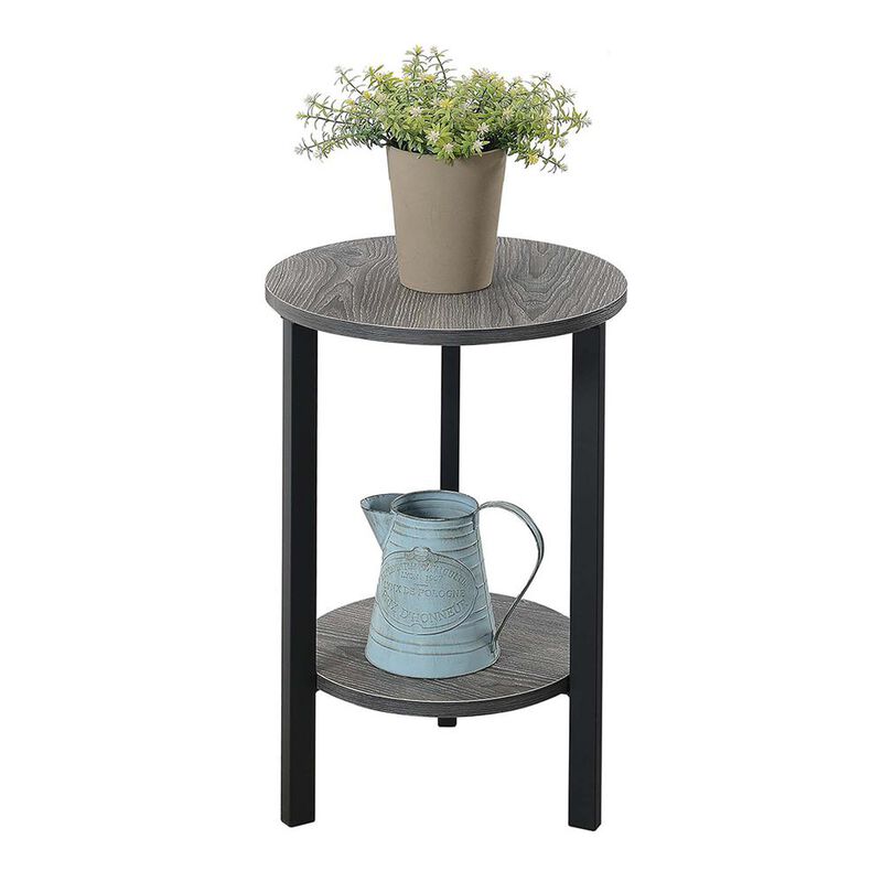Convenience Concepts Graystone 24 inch 2 Tier Plant Stand, Weathered Gray/Black