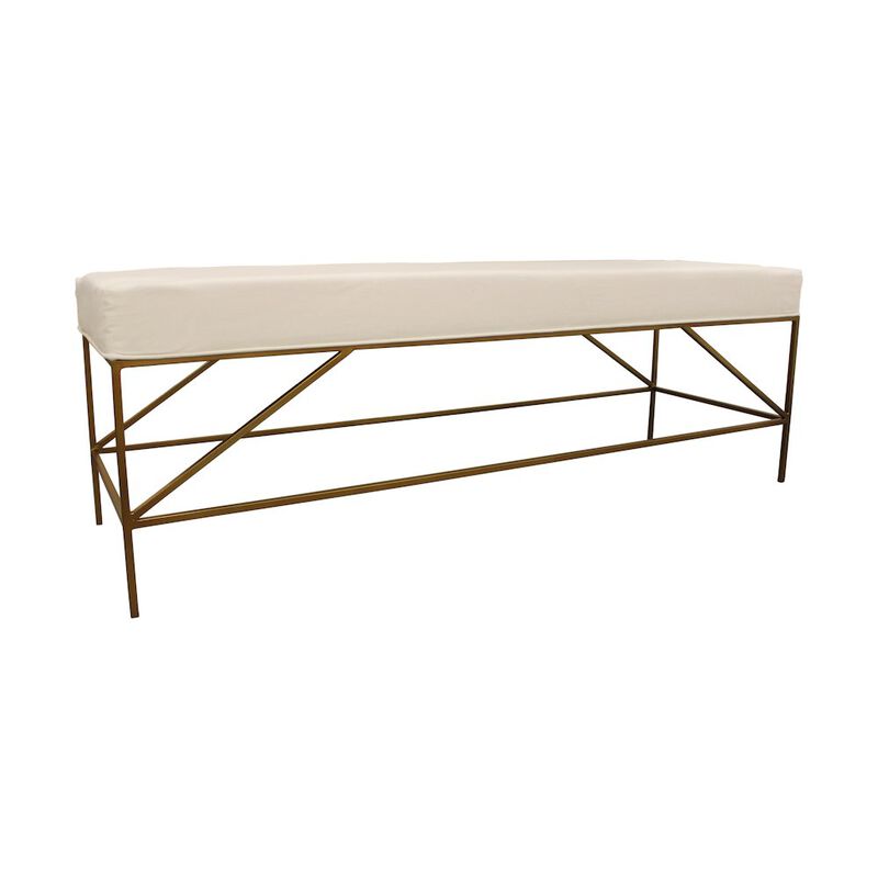 Modern Hill Linen Fabric Upholstered Bench
