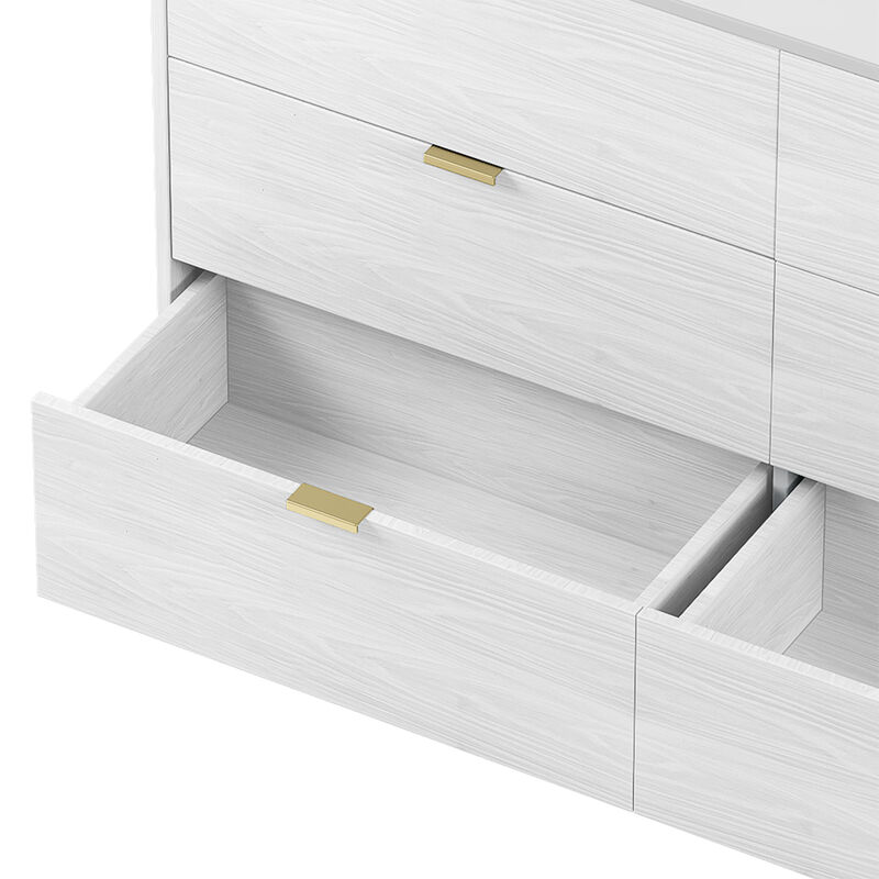 6-drawer marble top dresser, modern white cabinet