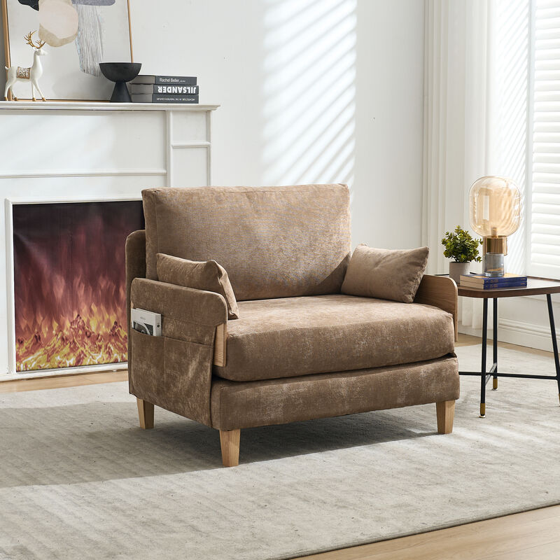 Merax Foldable Chenille Sofa Chair Convertible Futon Sleeper