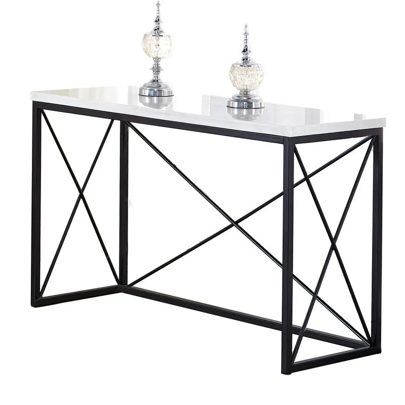 Skyler White Marble Top Rectangle Sofa Table