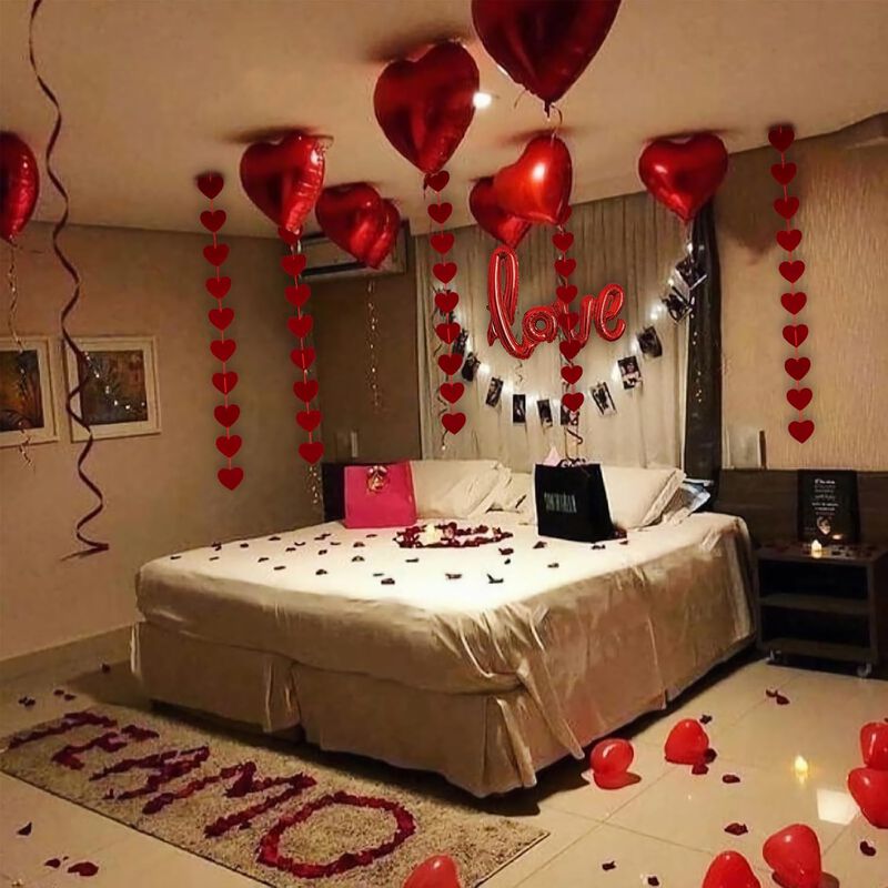Valentines Day Decor,1113PCS Red Felt Garland Hanging String Hearts