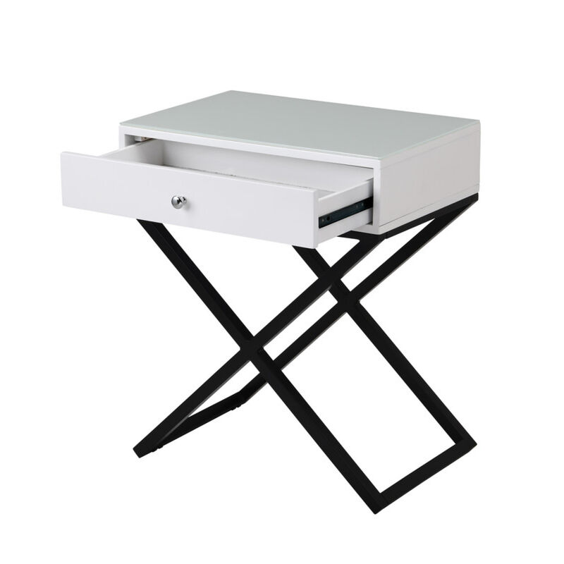 Streamdale Koda End Table with Glass Top and Drawer