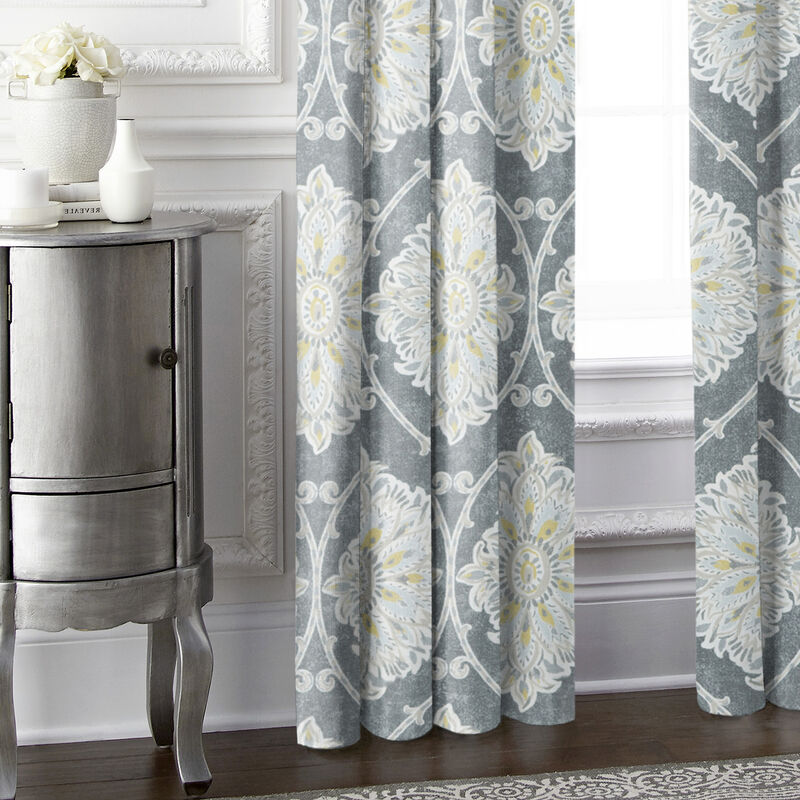 6ix Tailors Fine Linens Bellamy Gray Pole Top Drapery Panel Pair