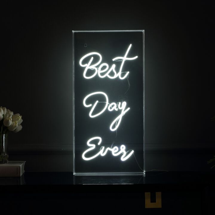 Best Day Ever 11.75" X 23.63" Contemporary Glam Acrylic Box USB Operated LED Neon Light