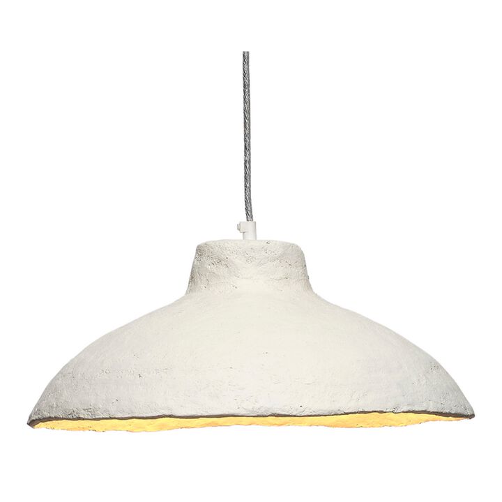 Zoe 96 Inch Pendant Chandelier, Modern Curved Round Paper Mache, Beige - Benzara