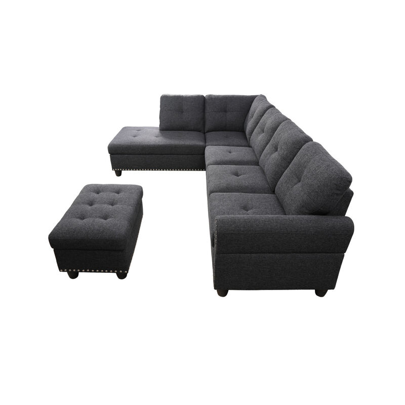Alger 98" Wide Left Hand Facing Sofa Chaise With Ottoman