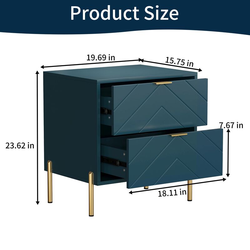 2-Drawer Nightstand With Elegant Design