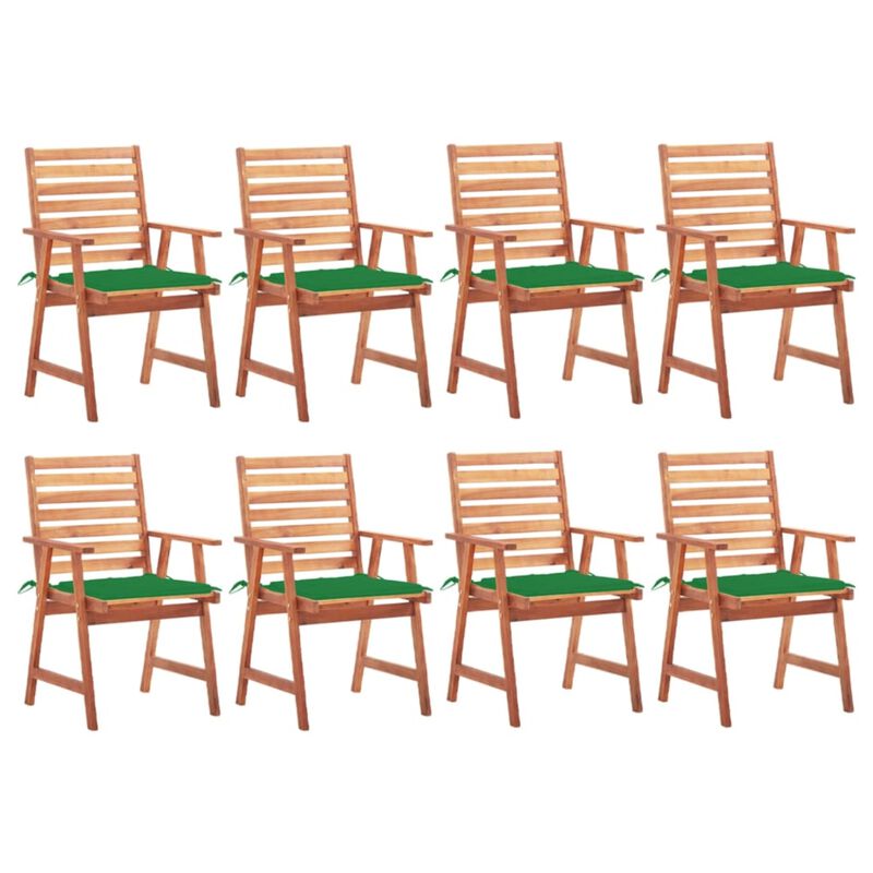 vidaXL Patio Dining Chairs 8 pcs with Cushions Solid Acacia Wood