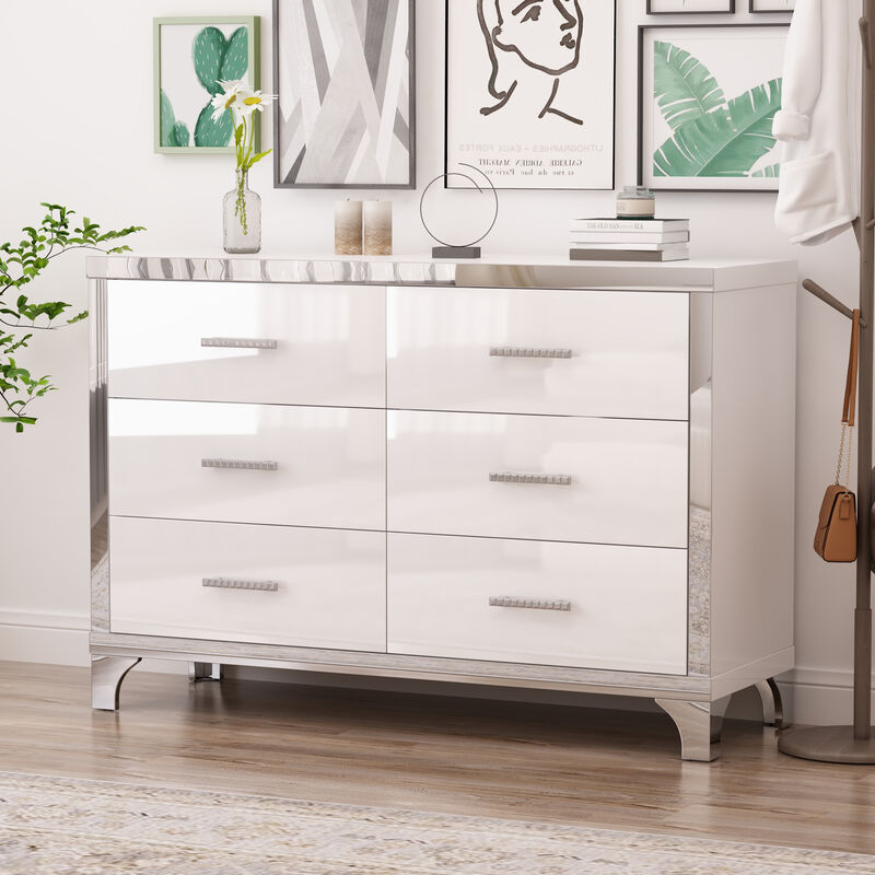Merax Elegant High Gloss Dresser with Metal Handle