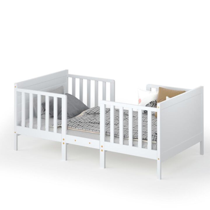 Hivvago 2-in-1 Convertible Toddler Bed with Guardrails
