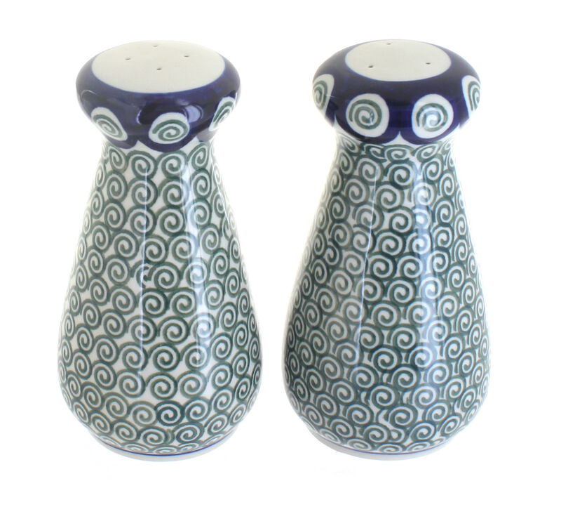 Blue Rose Polish Pottery Large Salt & Pepper Shakers