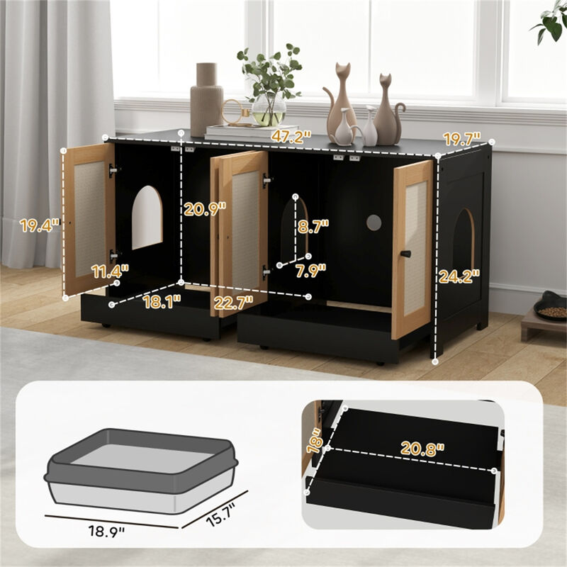 Cat Litter Box Enclosed Odor-Controlled Litter Tray for Privacy and Easy Cleaning