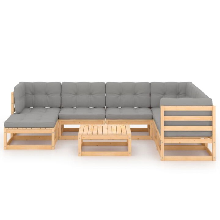 vidaXL 8 Piece Garden Lounge Set with Cushions Solid Pinewood